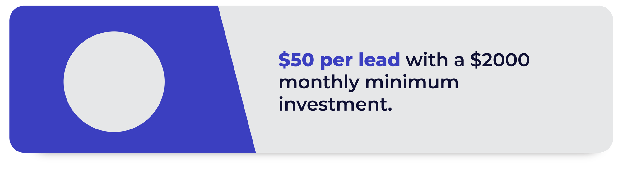 $50 per lead with a $2000 monthly minimum investment.